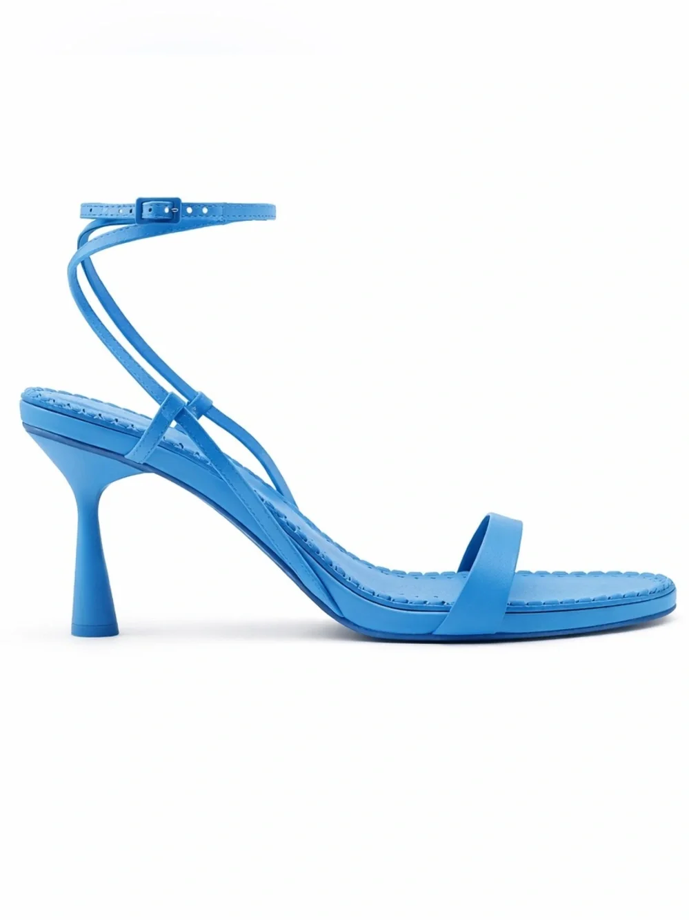 ZARA ankle wrap textured insole strappy heeled  Sandals